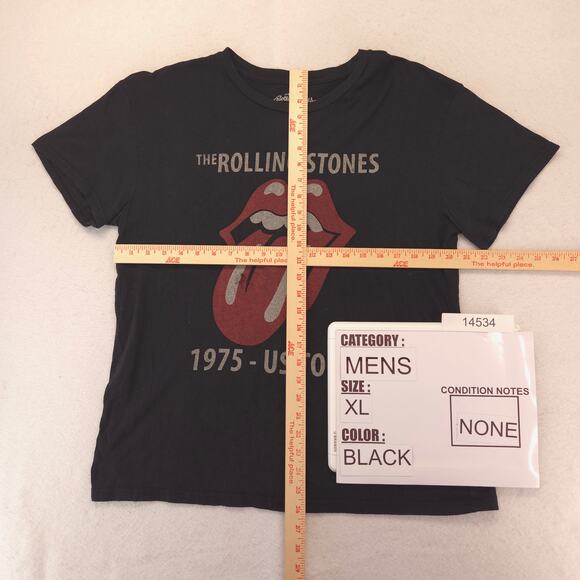 The Rolling Stones 1975 US Tour Band Crew Neck T Shirt Mens Size XL Black - Picture 5 of 9